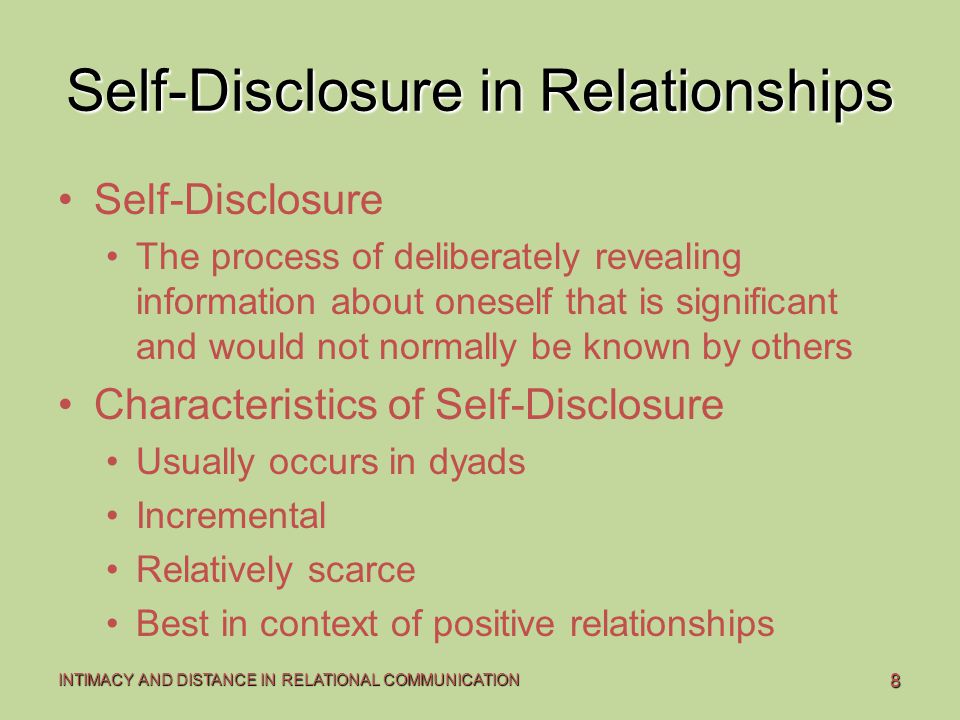 Self-Disclosure in Relationships